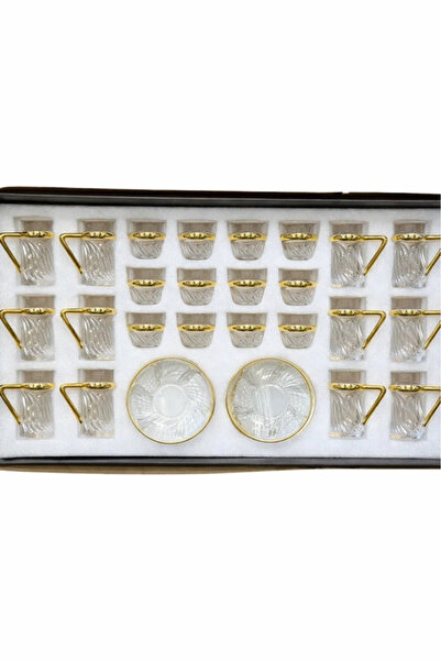 Urbanza 36 Piece Luxury Gold Handle Glass Tea Set Cups Mugs Saucers Arabic Te...