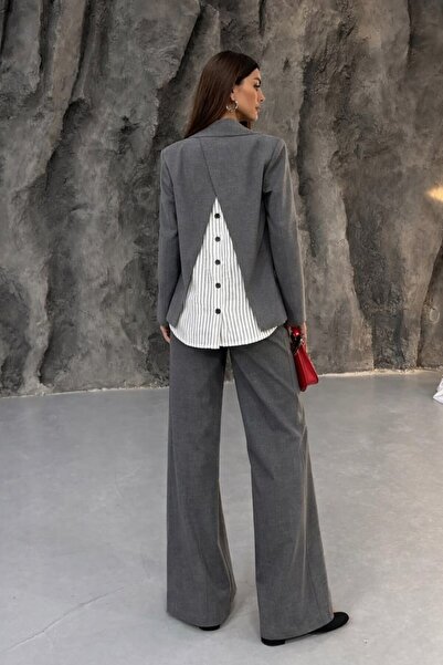 Potenza Women's Blazer Jacket Trousers Suit Casual Fit Wide-Leg Single Button...