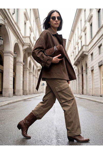 LC Waikiki Rmz Gi̇yi̇m Farkiyla High Waist Wide Leg Women's Cargo Pants