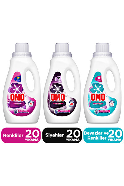 Omo Active Fresh Cold Power Renkliler Sıvı Deterjan 1000ml x1 Siyahlar x1 Bey...