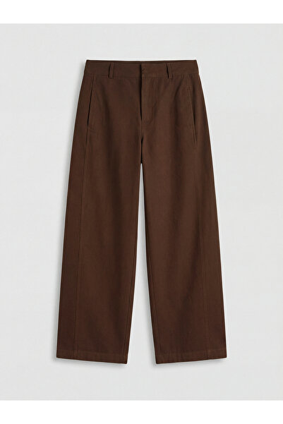 LC Waikiki M1 Season Brown Wide Leg Women's Gabardine Pants