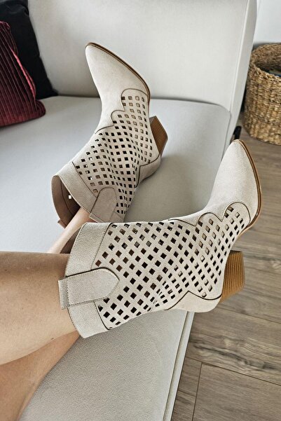 Topukla Footwear 019 5003 Topukla Kadın 6cm Kalın Topuklu Yazlık Bot