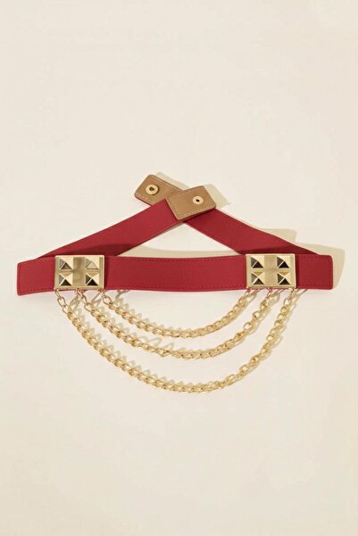 MODAM HİFA Chain Detailed Women's Belt Dress Belt Shirt Belt Waist Belt Elast...