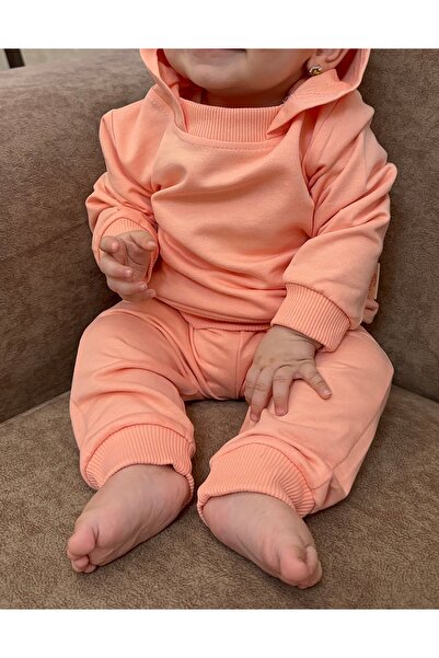 Store Unisex Bebek Somon Kapüşonlu 2’li Takım – Günlük & Rahat Pamuklu Eşofma...
