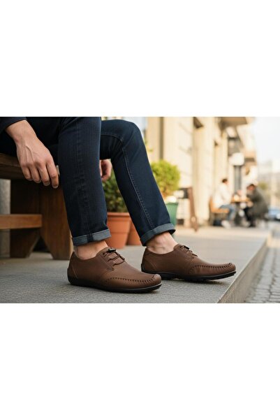 BAYRAMOĞLU KUNDURA Byk Modesa 279 Genuine De Leather Lace-Up Taba Stylish Com...