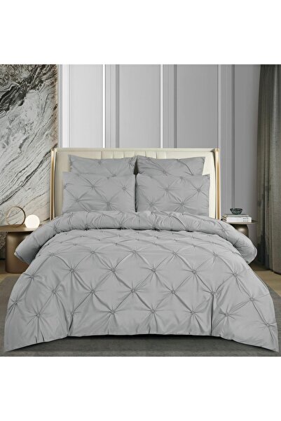 Truva Home 6-Piece Duvet Cover Set with Pleated and Buttons - Premium Fine Co...