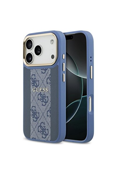 Guess Case for iPhone 17 Pro, Hardcase 4G Stripe MagSafe, Blue