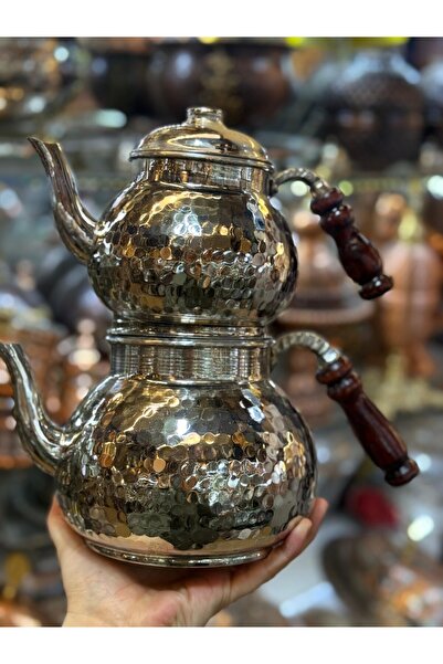 Maraş Bakırcılık - 3 Litre Kalın Bakır El Yapımı Çaydanlık – Içi Kalaylı Dışı...