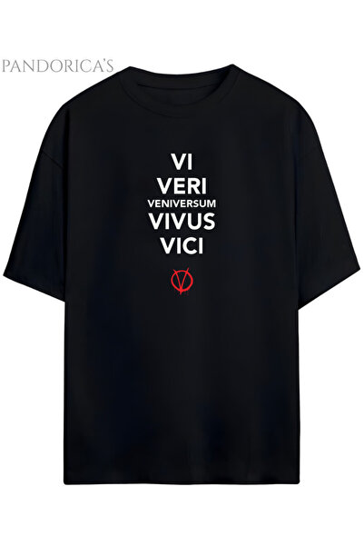 Grafftee Clothing Tricou unisex din bumbac cu design V For Vendetta Pandorica