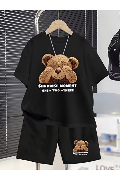 AEMİ ÇocukBear cu imprimeu Pantaloni scurți și tricou, pachet de 2 set