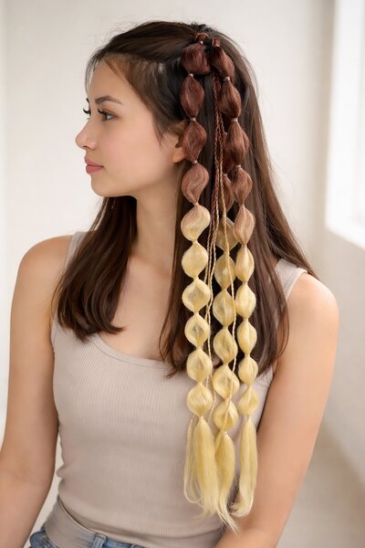 TAKIŞTIR Elastic de păr cu detaliu de culoare maro și galbenă