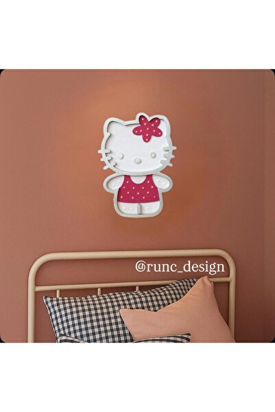 Runc Design Hello Kitty Tasarımlı Ledli Kız Çocuk Odası Duvar Dekoru - Işıklı...