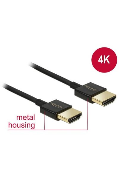 DELOCK Cablu HDMI de mare viteză cu Ethernet A mascul > A mascul 3D 4K 2m Slim