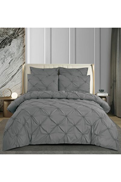 Truva Home 6-Piece Duvet Cover Set with Pleated and Buttons - Premium Fine Co...
