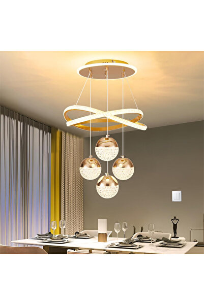 Sumkyle Modern Gold Chandeliers LED Pendant Chandeliers Lighting Dimmable Liv...