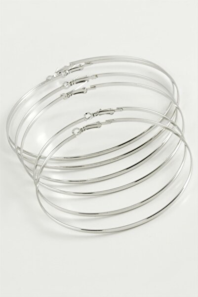Generic Brand أقراط معدنية مسطحة من YEZLLA عدد 6 (153256) قطعة - لون فضي
