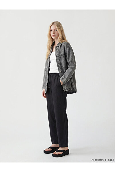 LC Waikiki Rmz Gi̇yi̇m Farkiyla Women's Linen Trousers with Waist Cord