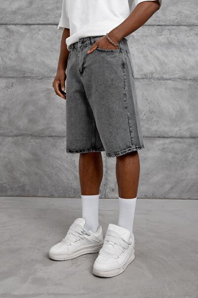 NOMARC Gray Capri Oversized Denim Shorts