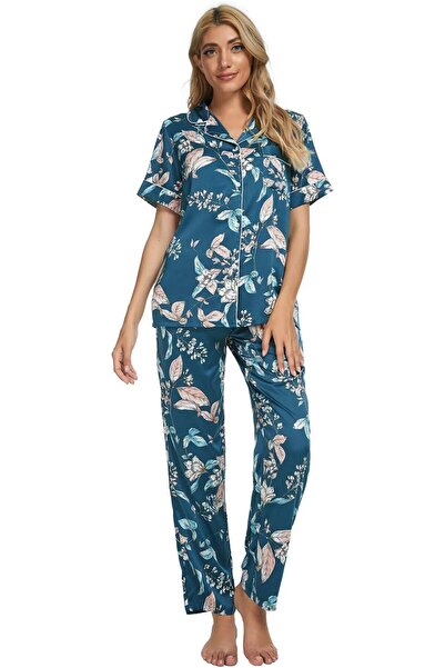 NO BRAND GOSO Ladies Satin Pyjamas, Women Pyjamas Button Down Pjs for Women S...