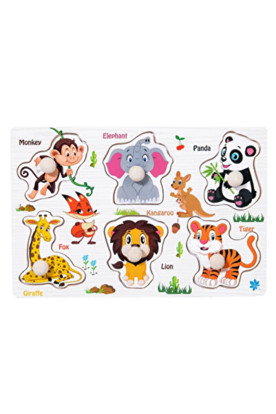 MTL Montessori wooden English alphabet puzzle with handles for early childhoo...