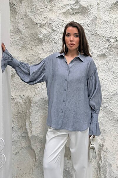 Potenza Women Shirt Oversized Long Flare Sleeve Off Shoulder Button up Shirt