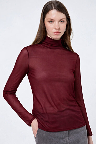 HAKKE Yüksek Yaka Uzun Kollu Transparan BLUZ