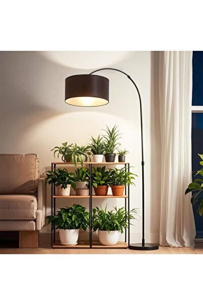 Arabest مصباح أرضي مقوس، مع غطاء أسطواني معلق قابل للتعديل، مصباح عمودي طويل ...