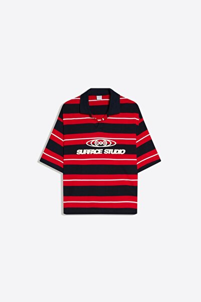 Bershka Kısa kollu çizgili işlemeli polo