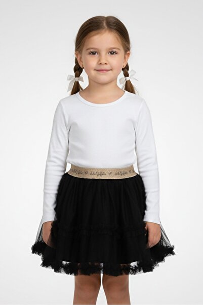 Lili Gaufrette Toddlers Girl Textured Skirt, Black