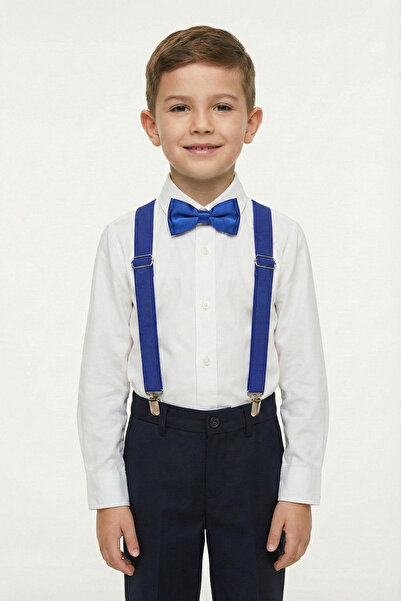 nacar çarşı Cămașă albă cu mânecă lungă pentru băieți albastru cobalt Set cu ...