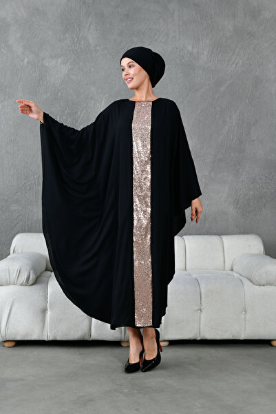 Fzd filizzade Front Sequence-Embellished Detail Large Size Ferace Dress, Size...