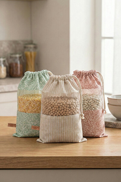 HAMUR Set of 3 Mesh Dry Food Storage Bags 20X28 Kitchen Grains Bag Pouch 101 ...