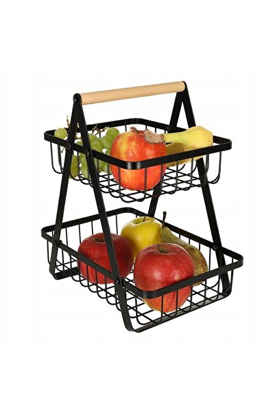zola Метална кошница за плодове и зеленчуци, 2 нива, дървена дръжка, височина...