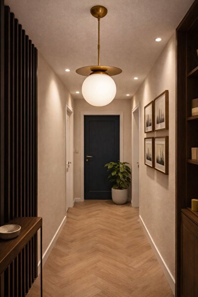 Ömür Avize tırtıl eskitme gold kasa globe camlı sarkıt avize