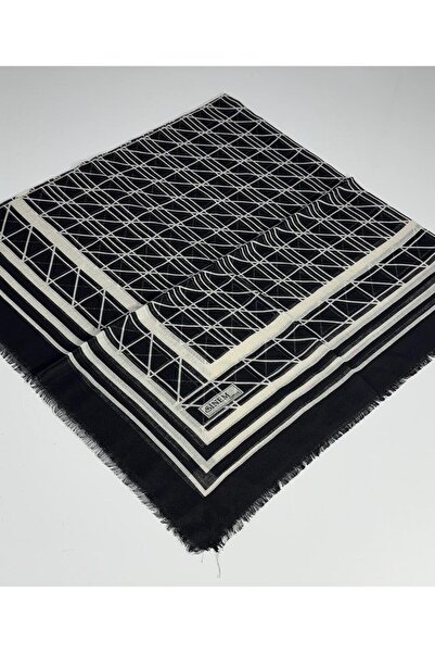 Sinem Emprime Koton Scarf - Black / White-6292 - 06