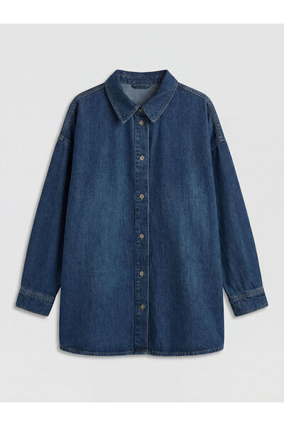 LC Waikiki Indigo O Oversized Women's Jean Shirt