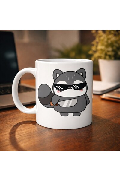 Twin Store كوب بورسلين بتصميم الراكون الرائع موديل 82 - كوب قهوة ممتع وساحر ي...