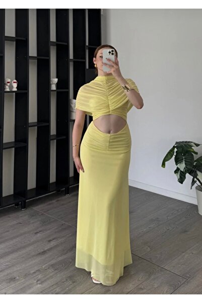 Göker Life Premium LiLİ Tül Omuz Detaylı Elbise