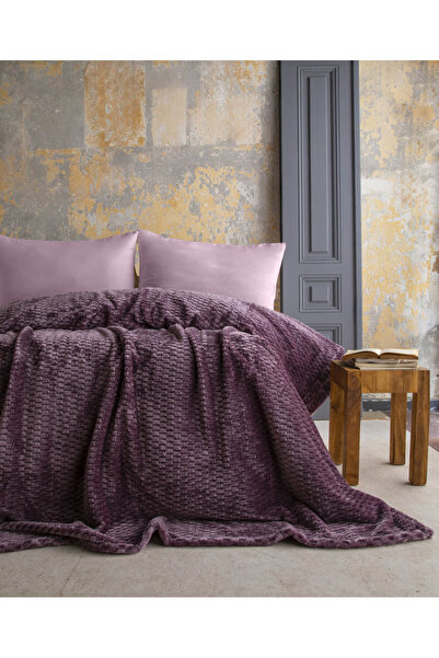 Apricitas HOME Çift Kişilik Trusty Mürdüm Jakar Desen Battaniye 200x220 CM