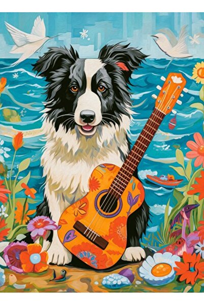 Castorland Puzzle 100 pieces - Collie, Guitar and the Sea (Castorland-111268)