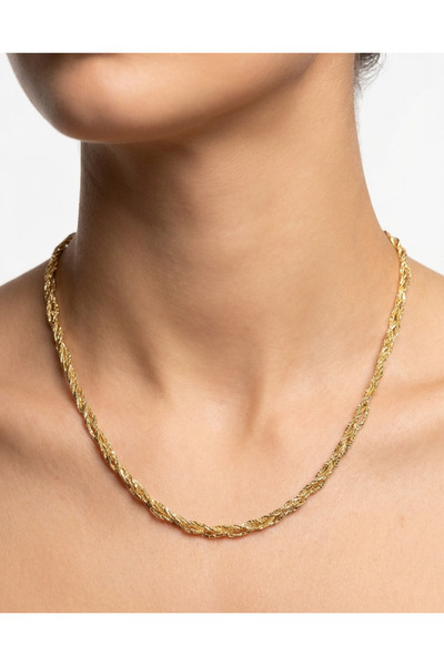 ESRADA 3S Steel Gold Multi Mesh Design Italian Chain Necklace