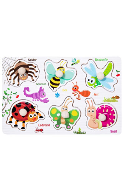 MTL Montessori wooden English alphabet puzzle with handles for early childhoo...