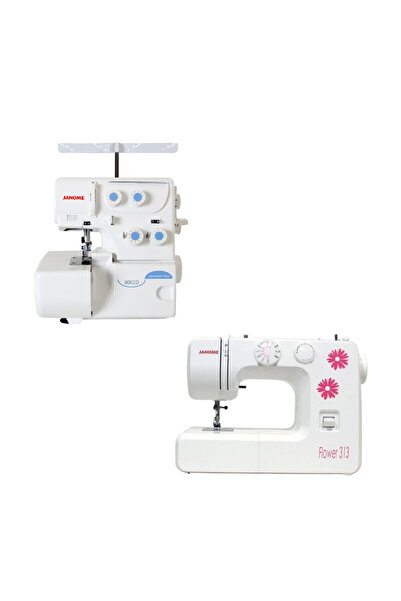 Janome 8002D Overlok Makinesi ve Flower 313 Dikiş Makinesi