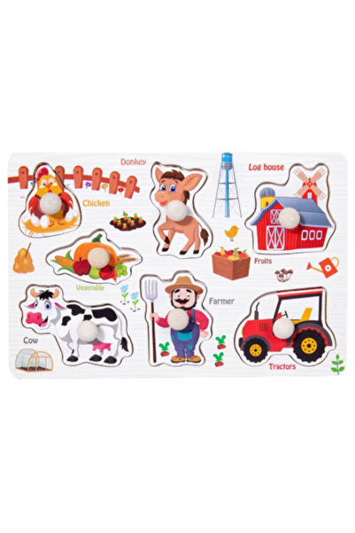 MTL Montessori wooden English alphabet puzzle with handles for early childhoo...