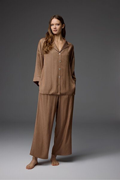 BONJOUR MADAME Πιτζάμες με γιακά πουκάμισου από φυσική βισκόζη, Σετ 2 τεμαχίω...