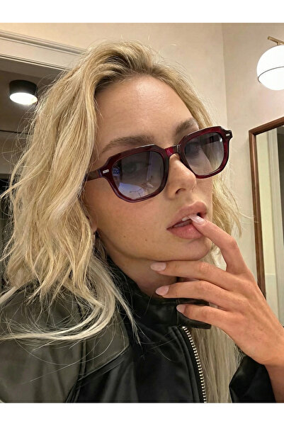 VEGA EYEWEAR Rona Dikdörtgen Bordo Renk Güneş Gözlüğü Unisex Erkek Kadıb
