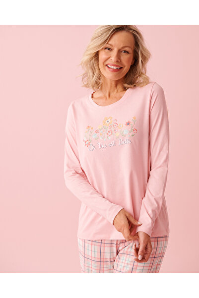 La Vie en Rose قميص قطن بأكمام طويلة بنقشة زهور