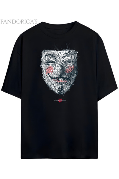 Grafftee Clothing Tricou unisex din bumbac cu design V For Vendetta Pandorica