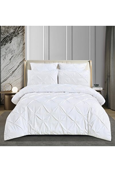 Truva Home 6-Piece Duvet Cover Set with Pleated and Buttons - Premium Fine Co...