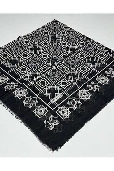 Sinem Emprime Koton Scarf - Black / White-6292 - 09